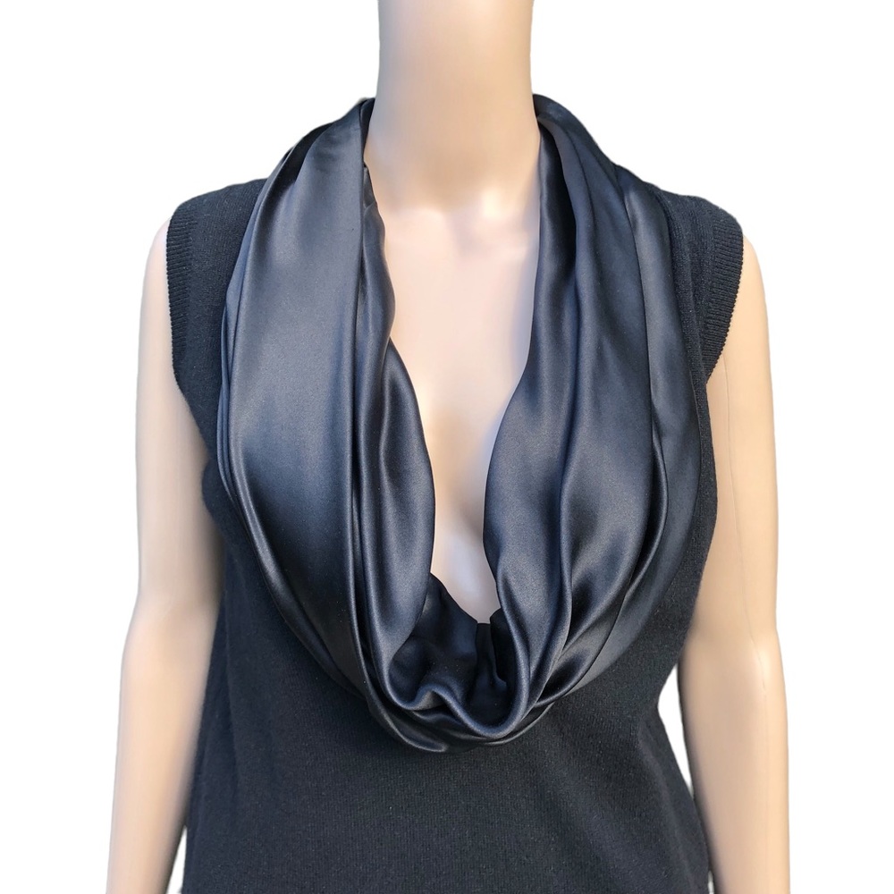 Dolce Gabbana black cashmere and silk cowl low cut neckline sz 8 eu 44
